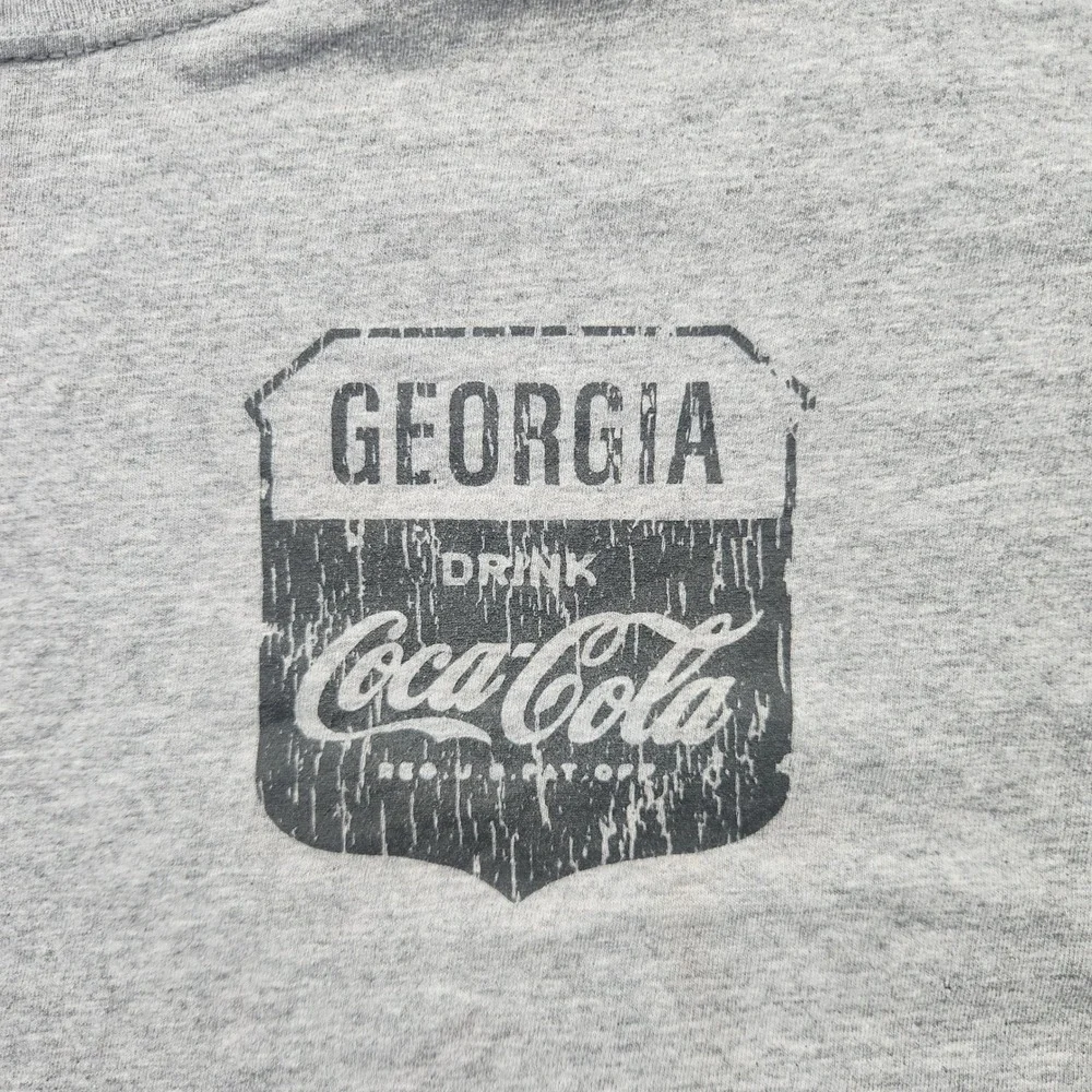 Coca-Cola Mens 3XL T-Shirt Heather Grey Georgia Graphic Distressed Logo Tee
